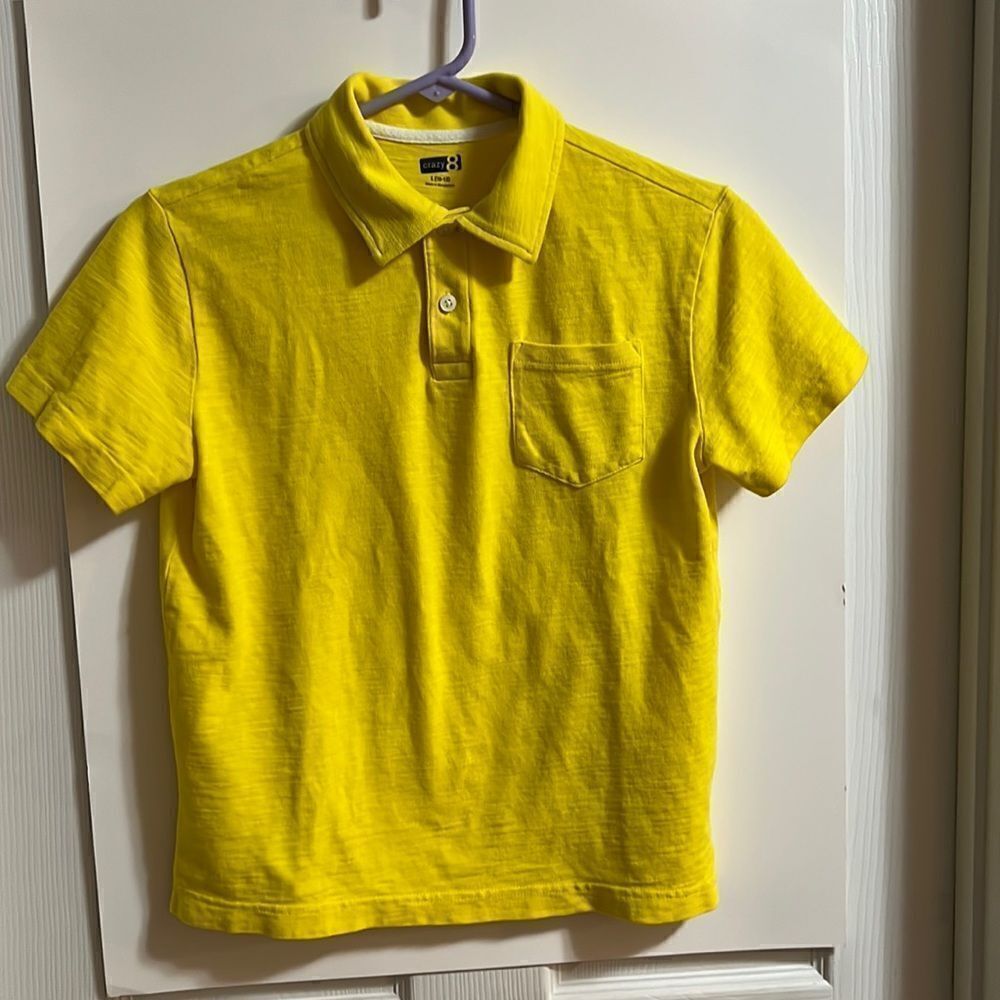 Crazy 8 size Large (10/12) youth boys yellow polo with pocket.